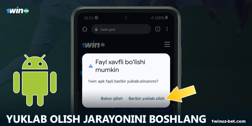 Ilovani Android 1Win O'zbekistonga o'rnating