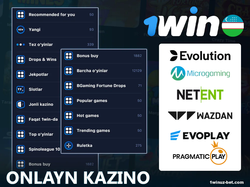 O'zbekistonlik o'yinchilar uchun onlayn kazino 1Win