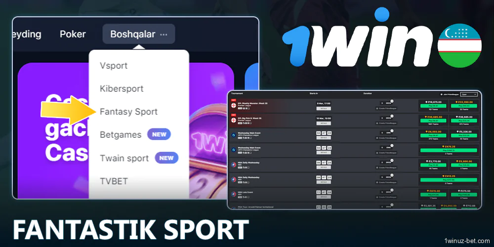 1Win O'zbekiston Fantasy Sport bo'limi