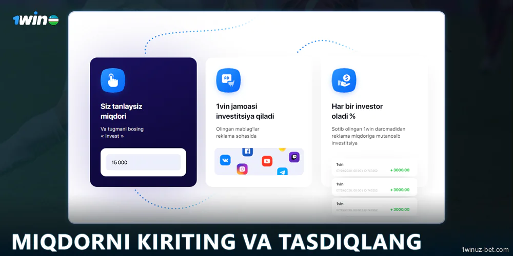 Investitsiya summasini 1Win O'zbekistonga kiriting