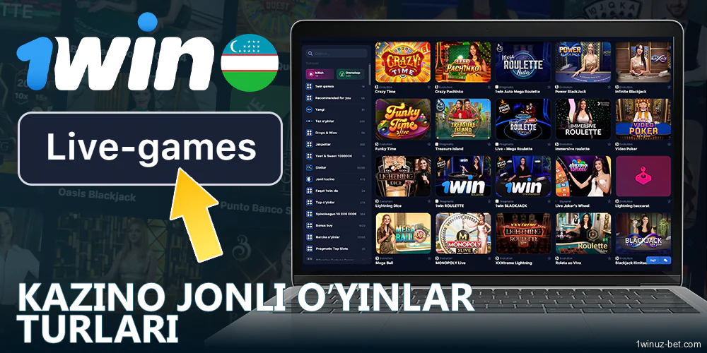 1Win O'zbekistondagi jonli o'yinlarning variantlari