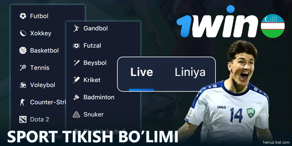 1Win O'zbekistondagi sport tikish bo'limi