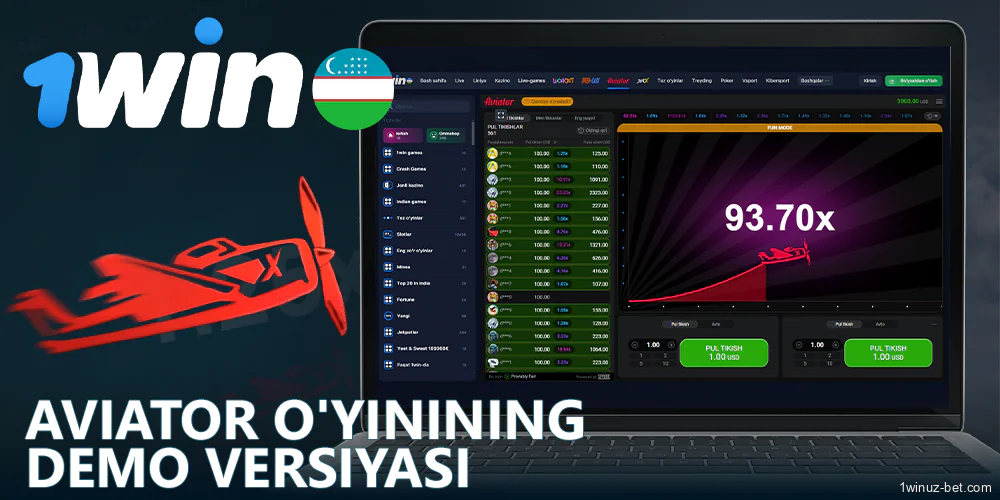 1Win O'zbekiston o'yinchilari uchun Aviator o'yinining demo rejimi