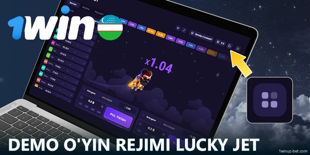 1Win O'zbekiston o'yinchilari uchun Lucky Jet o'yinining demo rejimi