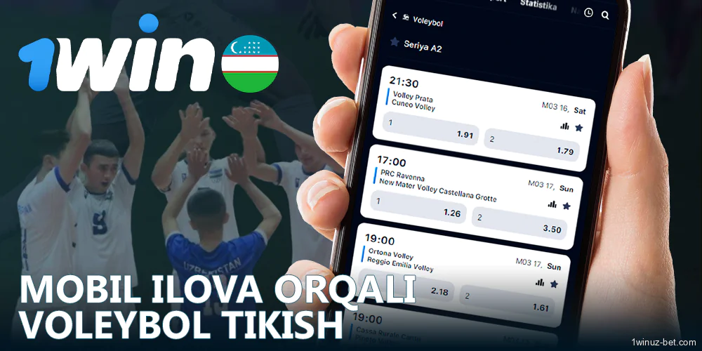 1Win O'zbekiston ilovasida voleybolga pul tikish