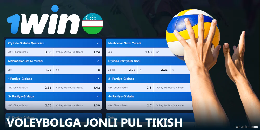 1Win O'zbekiston da voleybolga pul tikish