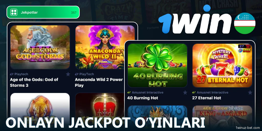 O'zbekistonlik o'yinchilar uchun Jackpot kazino o'yinlari 1Win